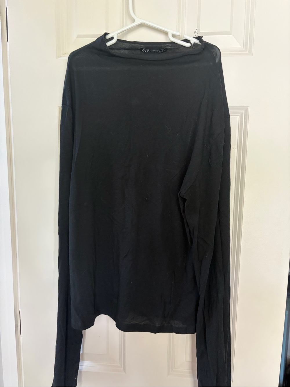 Zara Black Long Sleeve Lightweight Tee large